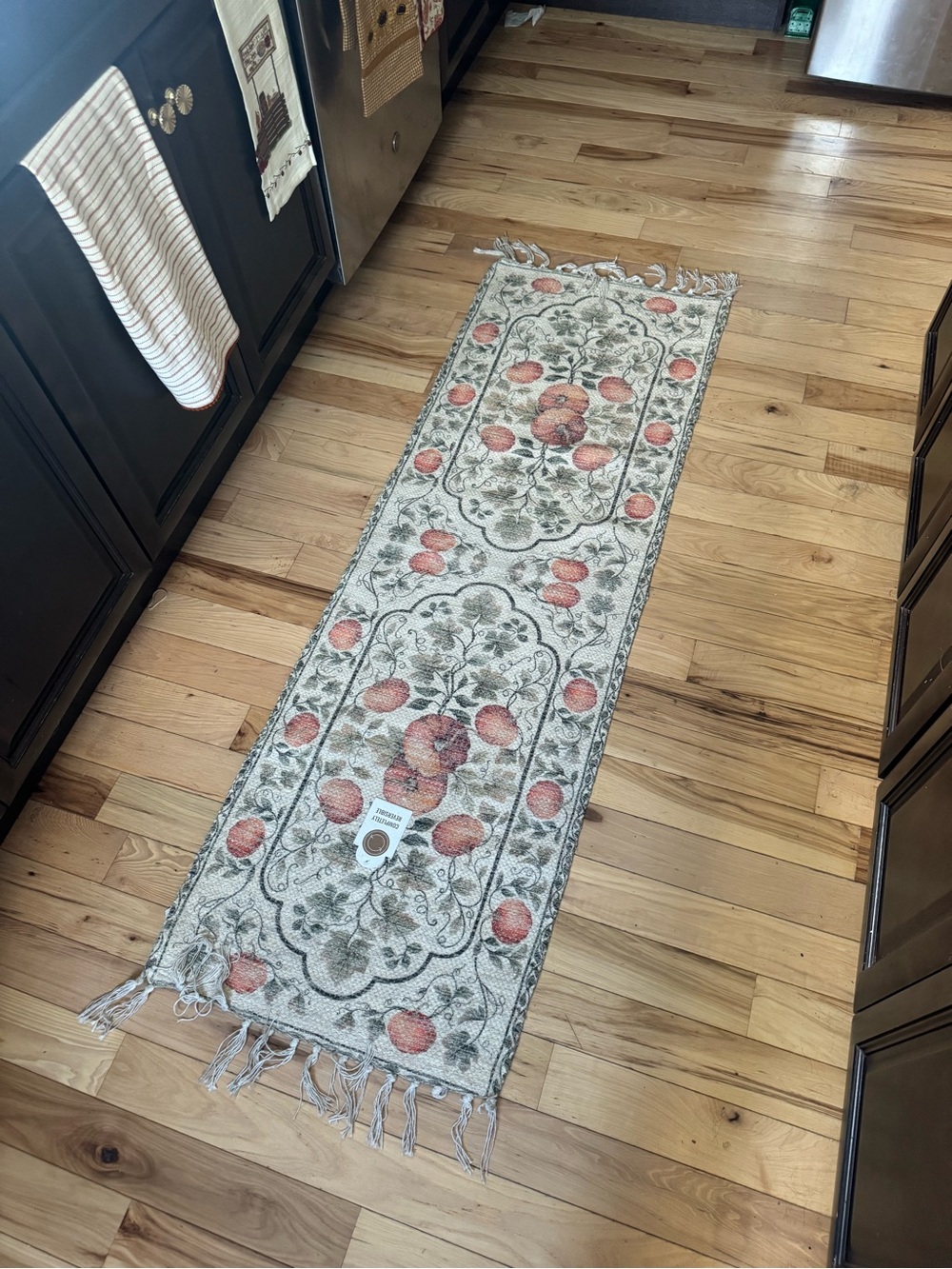 Floral Orange and Cream Runner Rug